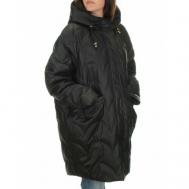 Пальто  демисезонное, силуэт свободный, удлиненное, размер 60, черный Не определен