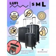 Комплект чемоданов , 3 шт., 91 л, размер S/M/L, черный LUFI