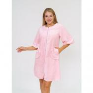 Халат  средней длины, укороченный рукав, утепленная, банный, карманы, размер 42, розовый Buy-tex.ru