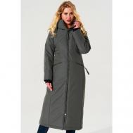 куртка   зимняя, силуэт полуприлегающий, несъемный капюшон, карманы, размер 50, хаки D`imma Fashion Studio