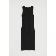 Платье-лапша , повседневное, прилегающее, до колена, размер XS, черный H&M
