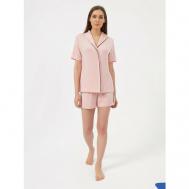 Пижама , рубашка, шорты, короткий рукав, размер XL, розовый Luisa Moretti