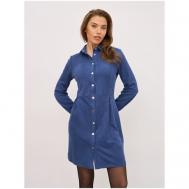 Платье-рубашка , вельвет, полуприлегающее, мини, размер 48, синий Olya Stoforandova