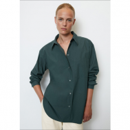 Блуза  , классический стиль, свободный силуэт, длинный рукав, однотонная, размер 38, зеленый Marc O'Polo