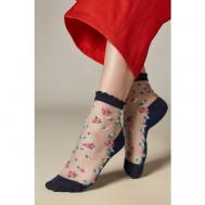 Женские носки  укороченные, размер 35/39, синий, розовый Mersada