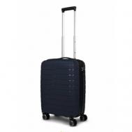 Умный чемодан  Shift 2408003, полипропилен, опорные ножки на боковой стенке, рифленая поверхность, увеличение объема, водонепроницаемый, ребра жесткости, 38 л, размер S, синий Impreza