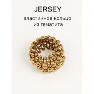 Кольцо плетеное, гематит, размер 19, золотой Bendy brand