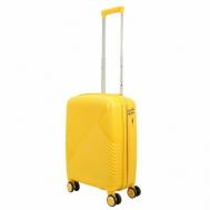 Умный чемодан  Light 2608001, полипропилен, опорные ножки на боковой стенке, рифленая поверхность, увеличение объема, водонепроницаемый, ребра жесткости, 38 л, размер S, желтый Impreza