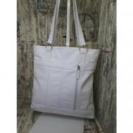 Сумка  шоппер  повседневная, натуральная кожа, внутренний карман, белый Elena leather bag