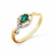 Кольцо Яхонт, золото, 585 проба, бриллиант, изумруд, размер 16.5, зеленый/бесцветный Яхонт Ювелирный