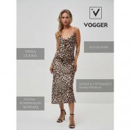 Платье-комбинация , полуприлегающее, до колена, размер 46, золотой Vogger