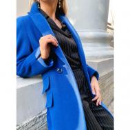 Пальто   демисезонное, шерсть, силуэт прямой, средней длины, размер 50/170, синий AZELLRICCA