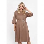 Платье , свободный силуэт, размер 62, коричневый Bianka Modeno
