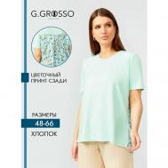 Блуза  , короткий рукав, флористический принт, размер 52-54, зеленый Gala Grosso