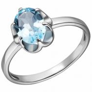 Перстень серебро, 925 проба, родирование, топаз, размер 19.5, голубой, серебряный Ювелирочка
