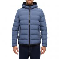 куртка , демисезон/зима, силуэт прямой, ветрозащитная, водонепроницаемая, капюшон, стеганая, карманы, размер 46, синий Geox