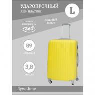 Чемодан  Желтый L, ABS-пластик, 89 л, желтый FlyWithMe