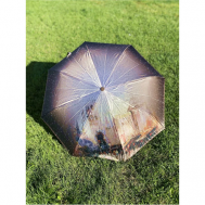 Смарт-зонт , автомат, 3 сложения, купол 105 см., 8 спиц, чехол в комплекте, в подарочной упаковке, для женщин, коричневый GALAXY OF UMBRELLAS