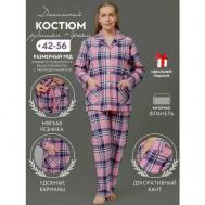 Пижама , брюки, рубашка, длинный рукав, пояс на резинке, размер XXL, мультиколор Nuage.moscow