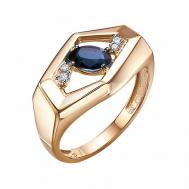 Кольцо Яхонт золото, 585 проба, сапфир, бриллиант, размер 17.5, синий, бесцветный Яхонт Ювелирный
