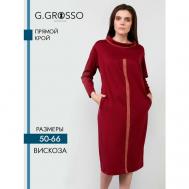 Платье , вискоза, прямой силуэт, карманы, размер 58, бордовый Gala Grosso