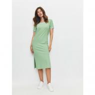 Платье-футболка , хлопок, прямой силуэт, миди, размер 46/170, зеленый Zavi