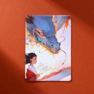 Обложка для паспорта  «Девушка и дракон» 10038497, белый, голубой Ma.brand