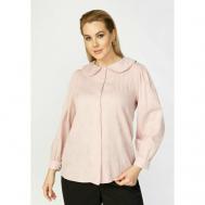 Блуза  , прямой силуэт, длинный рукав, однотонная, размер 58-60, розовый Vivienne Mare