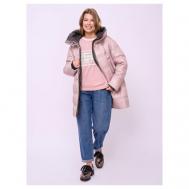 куртка  , демисезон/зима, удлиненная, силуэт свободный, ультралегкая, несъемный капюшон, манжеты, стеганая, карманы, подкладка, утепленная, влагоотводящая, ветрозащитная, размер 44, розовый Franco Vello