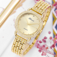 Наручные часы Наручные женские кварцевые часы  со сверкающими камнями, золотой Denvosi