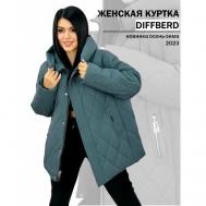 куртка  зимняя, средней длины, силуэт прямой, капюшон, карманы, размер 66, голубой Diffberd