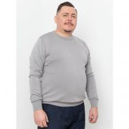 Пуловер , длинный рукав, силуэт прямой, трикотажный, размер 5XL, серый Turhan