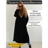 , куница, удлиненная, карманы, размер 52, черный Donna Bacconi Couture