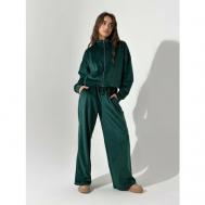 Костюм, худи и брюки, повседневный стиль, свободный силуэт, капюшон, размер 44, зеленый Asi Lux
