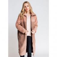 Пальто  , демисезон/зима, силуэт прямой, средней длины, размер L, розовый, бежевый ZHRILL