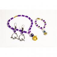 Комплект бижутерии : браслет, колье, серьги, размер браслета 18 см., размер колье/цепочки 43 см. Angel jewelry