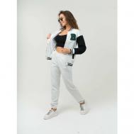 Костюм , олимпийка и брюки, силуэт прямой, карманы, размер 44-S, серый Нет бренда