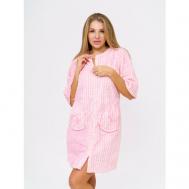 Халат  средней длины, укороченный рукав, утепленная, банный, карманы, размер 52, розовый Buy-tex.ru