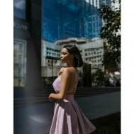 Платье мини, открытая спина, подкладка, размер L, розовый Технобренд
