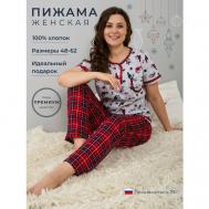 Пижама , размер 52, серый, красный Алтекс