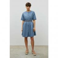 Платье-рубашка , хлопок, повседневное, прилегающее, до колена, карманы, размер 44, синий Baon