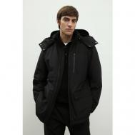 куртка  демисезонная, силуэт прямой, карманы, водонепроницаемая, капюшон, размер L, черный Finn Flare