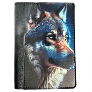 Обложка для паспорта  Ночной волк, натуральная кожа, отделение для карт, горчичный GOCH
