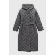 Пальто   демисезонное, силуэт свободный, средней длины, размер XS, серый Finn Flare