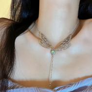 Цепочка - ожерелье плешоп ohr-150388-73 металлическая с бабочкой, серебристый, 33 см Плешоп
