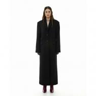 Пальто   демисезонное, шерсть, силуэт прямой, удлиненное, размер XS-S, черный Sorelle
