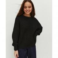 Пуловер , оверсайз, крупная вязка, размер one size, черный look7