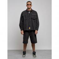 Джинсовая куртка  демисезонная, силуэт свободный, манжеты, карманы, размер 52, черный MTFORCE