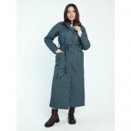 Пальто-халат  демисезонное, силуэт прямой, удлиненное, размер XXXL/164-178, зеленый 4youwear