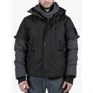 куртка  зимняя, силуэт свободный, капюшон, утепленная, внутренний карман, размер S, черный, серый IGAN